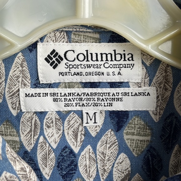 COLUMBIA RAYON LINEN LEAF PRINT MENS SHIRT SIZE MEDIUM - Picture 3 of 9